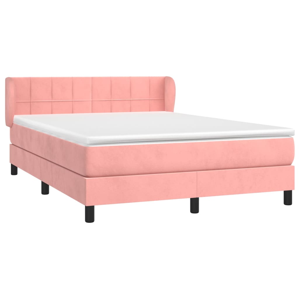 Cama com molas/colchão 140x200 cm veludo rosa