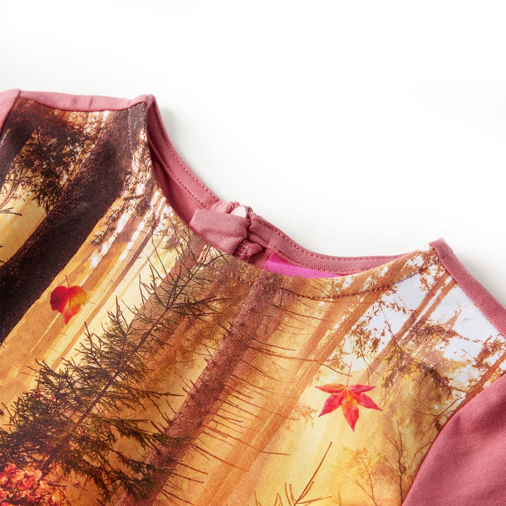 Vestido de manga comprida para criança rosa-velho 116
