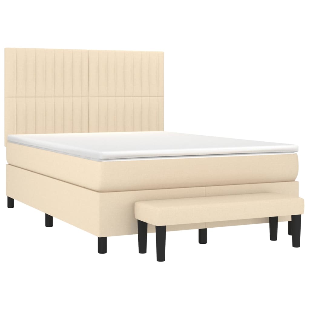 Cama com molas/colchão 140x190 cm tecido cor creme