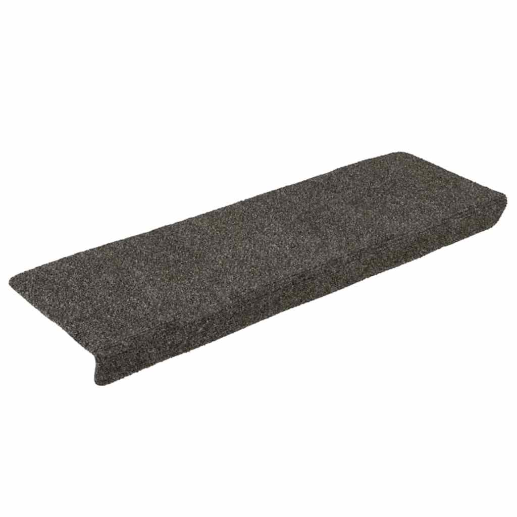 Tapetes de escada autoadesivos 15 peças 65x21x4 cm antracite borda retangular