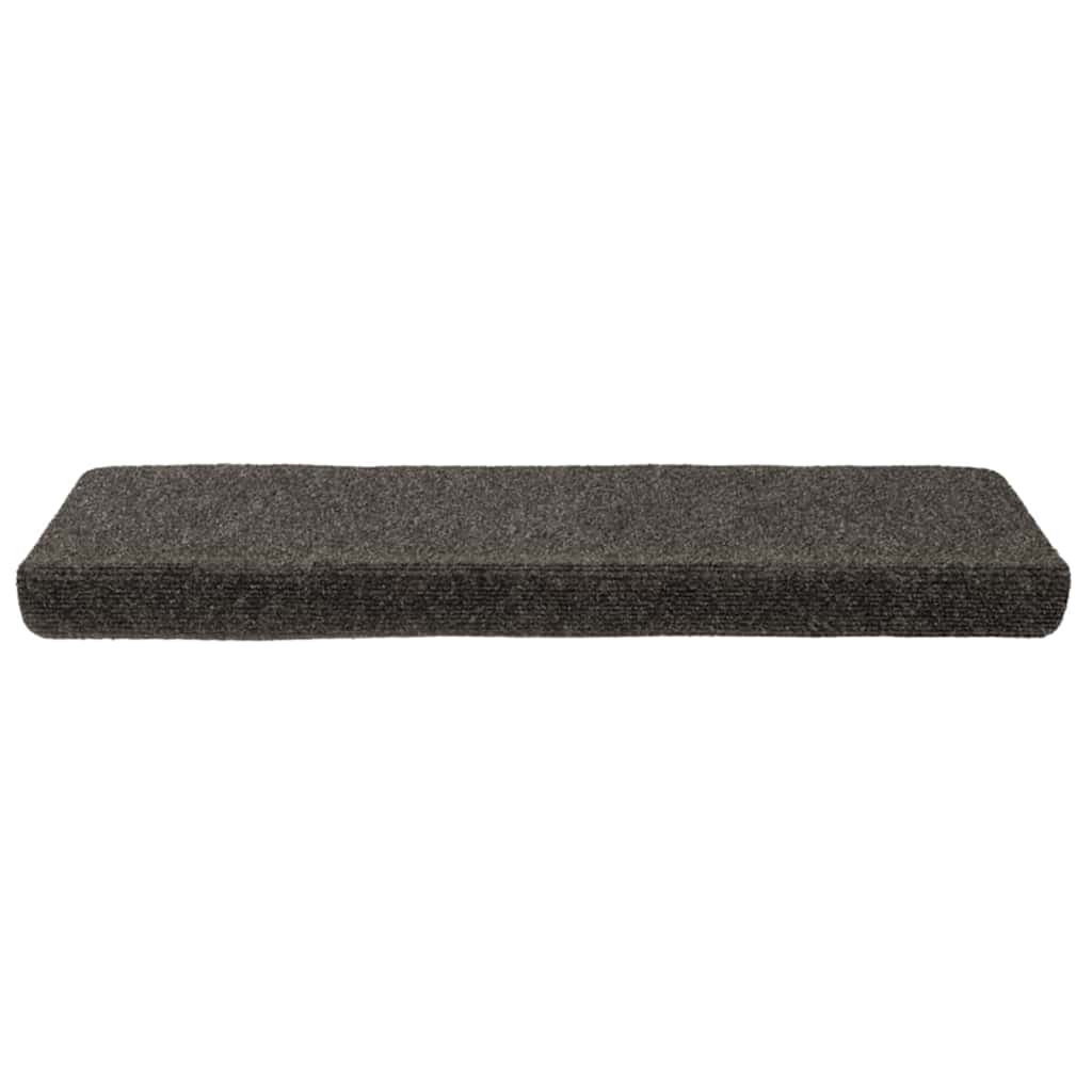 Tapetes de escada autoadesivos 15 peças 65x21x4 cm antracite borda retangular