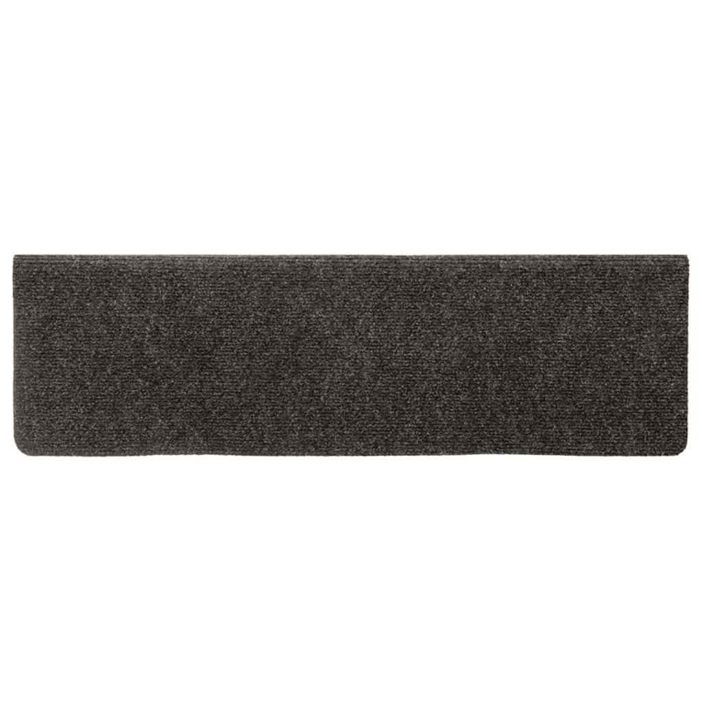 Tapetes de escada autoadesivos 15 peças 65x21x4 cm antracite borda retangular
