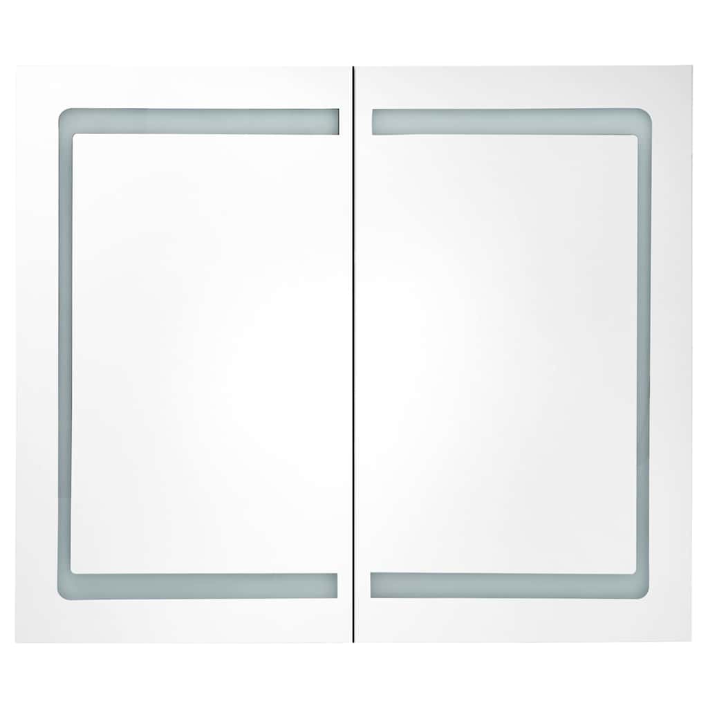 Armário espelhado casa de banho LED 80x12x68 cm cinzento