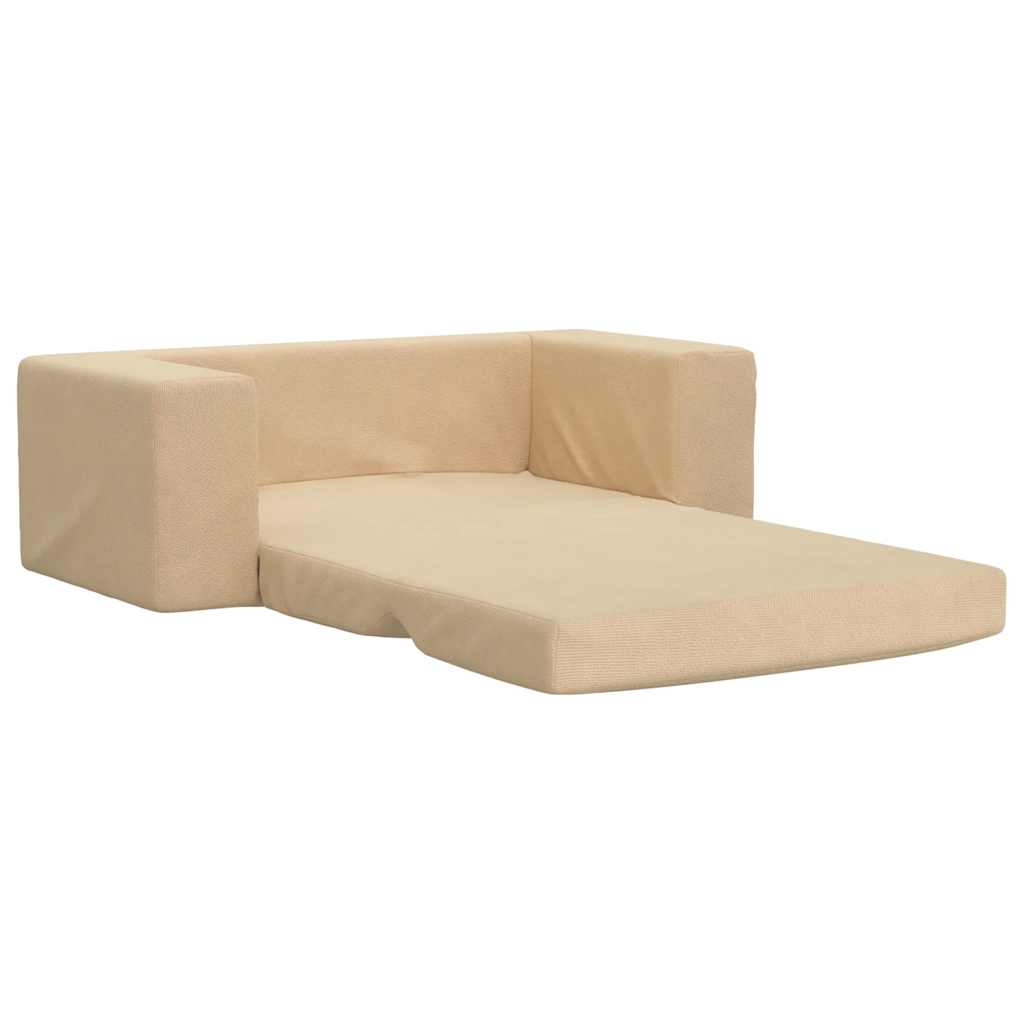 Sofá infantil de 2 lugares pelúcia macia cor creme