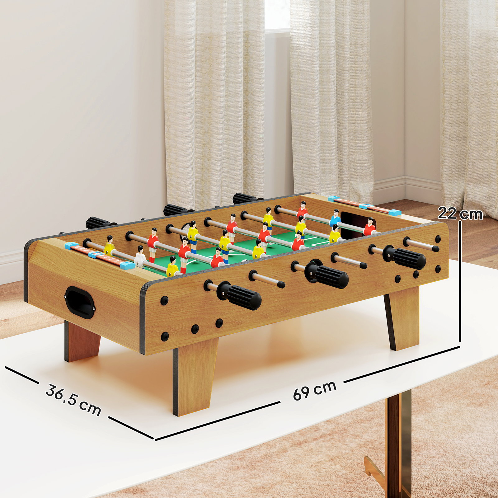 Matraquilho para crianças de madeira com 2 bolas 6 varas 2 marcadores de pontos 18 jogadores 69x36,5x22cm madeira