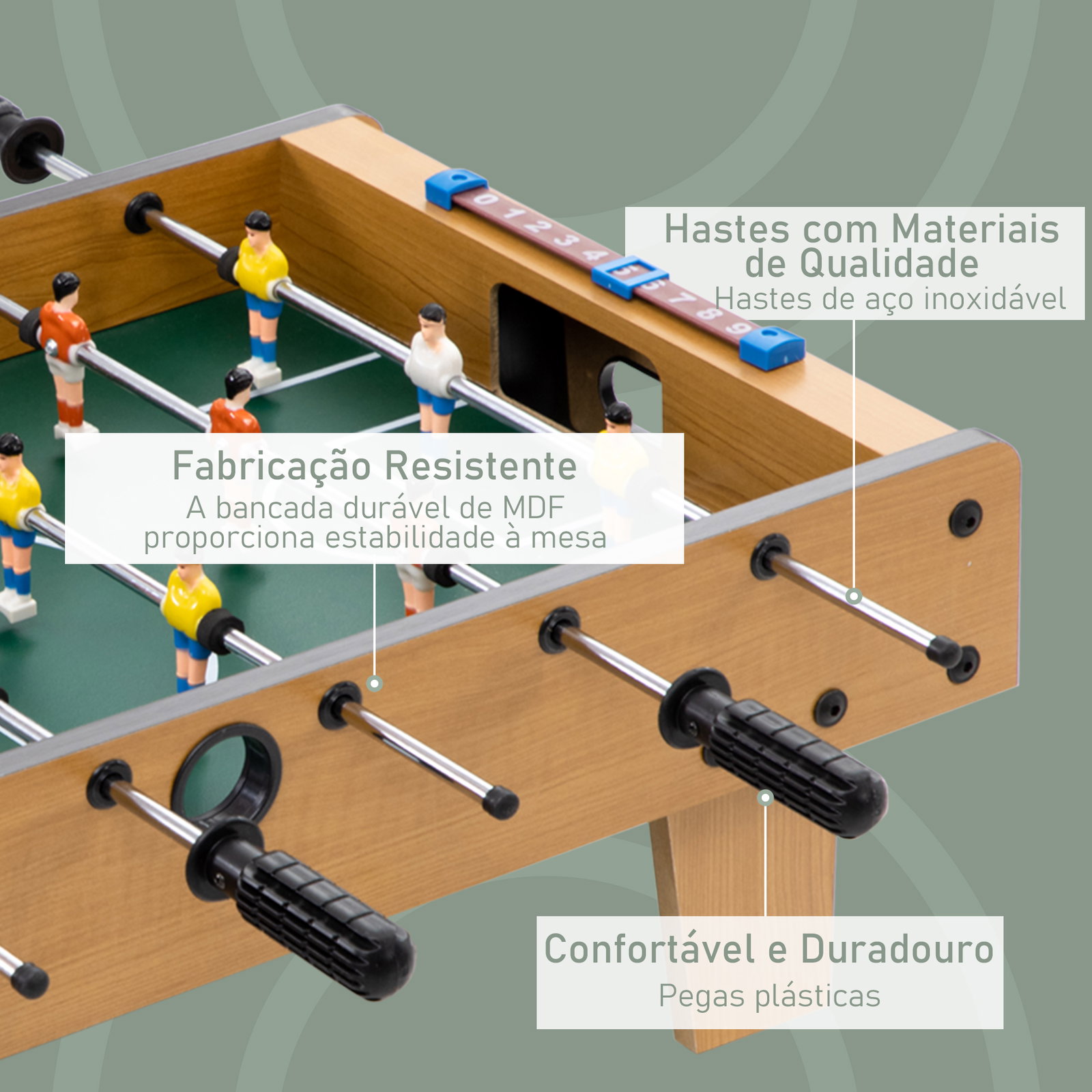 Matraquilho para crianças de madeira com 2 bolas 6 varas 2 marcadores de pontos 18 jogadores 69x36,5x22cm madeira