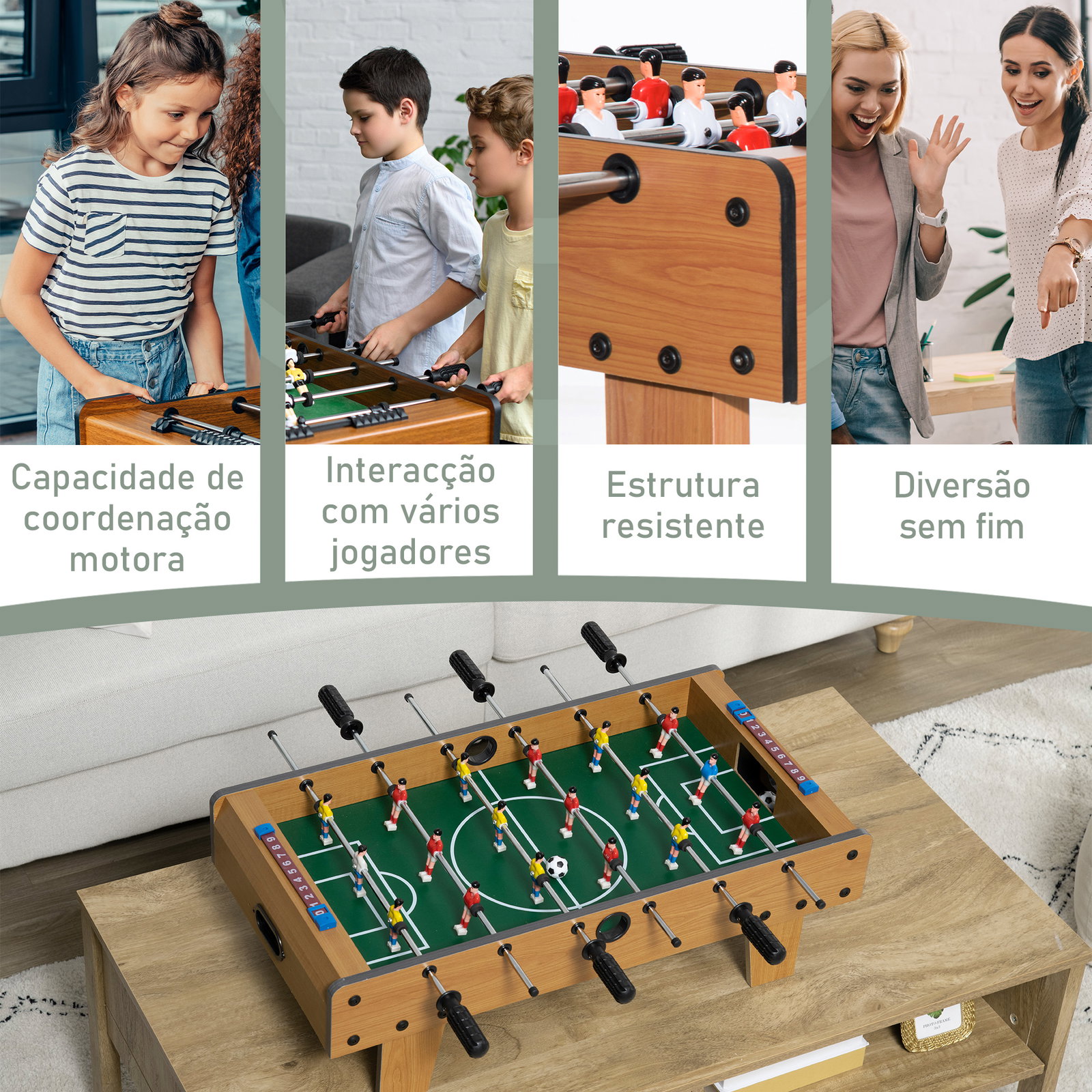 Matraquilho para crianças de madeira com 2 bolas 6 varas 2 marcadores de pontos 18 jogadores 69x36,5x22cm madeira