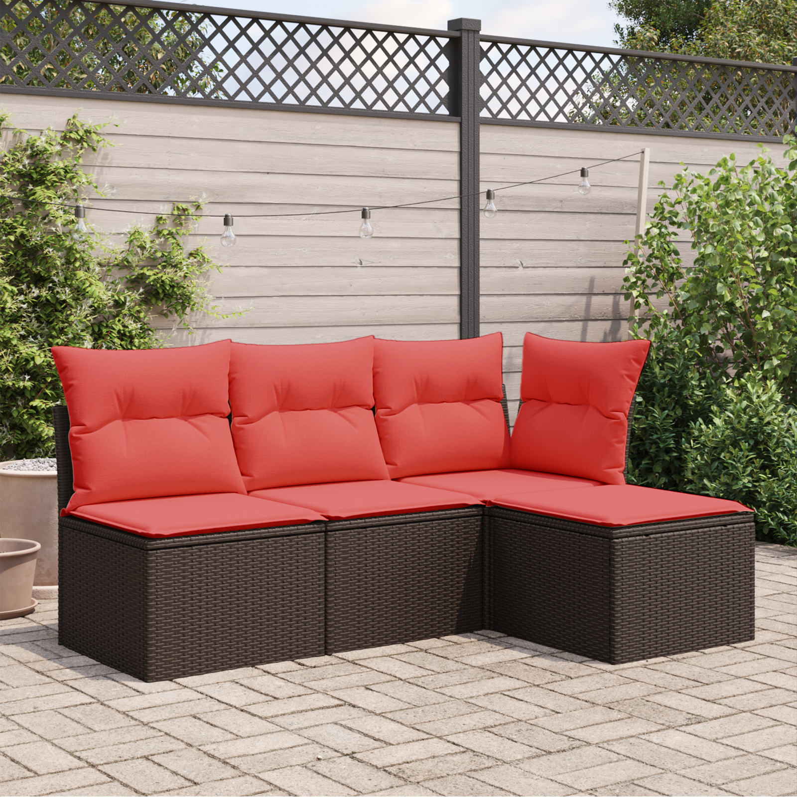 Banco de jardim com almofada marrom 55x55x37 cm vime sintético