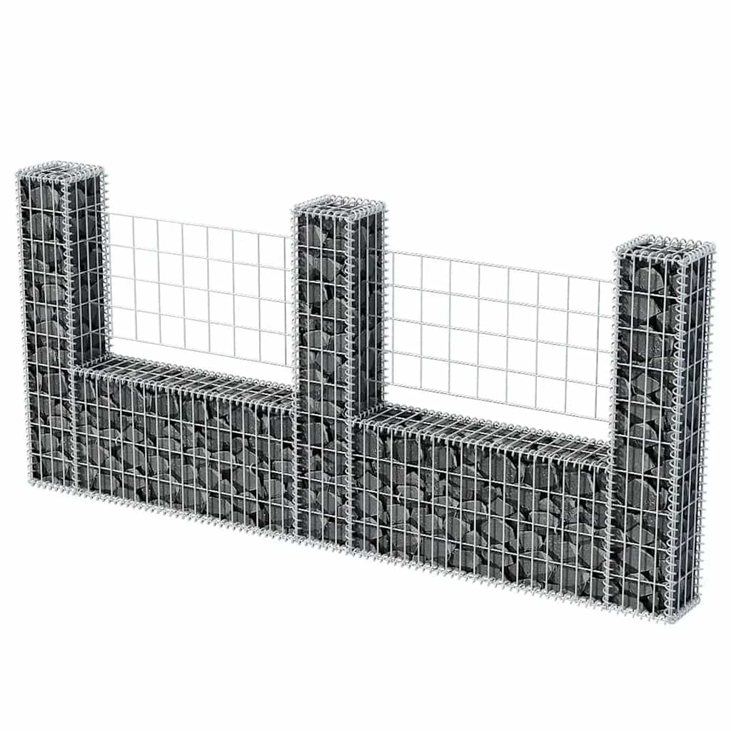 Cesto gabião em forma de u aço galvanizado 240x20x100 cm