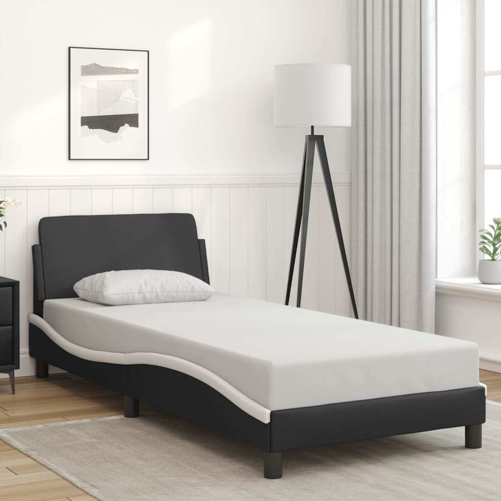 Estrutura de cama dover couro artif. 80x200 cm preto/branco