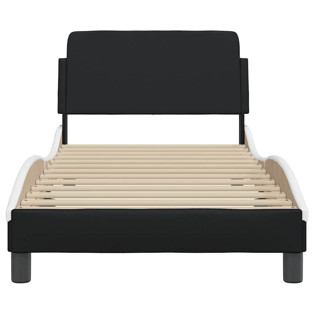 Estrutura de cama dover couro artif. 80x200 cm preto/branco