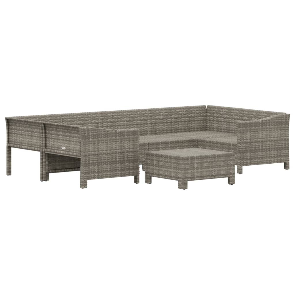 7 Pcs conjunto lounge de jardim c/ almofadões vime PE cinzento