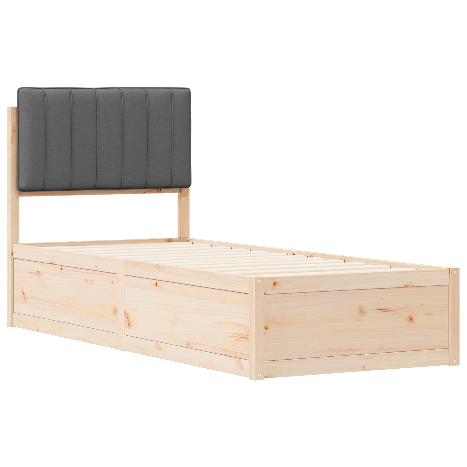 Estrutura de cama com cabeceira estofada cinza escuro