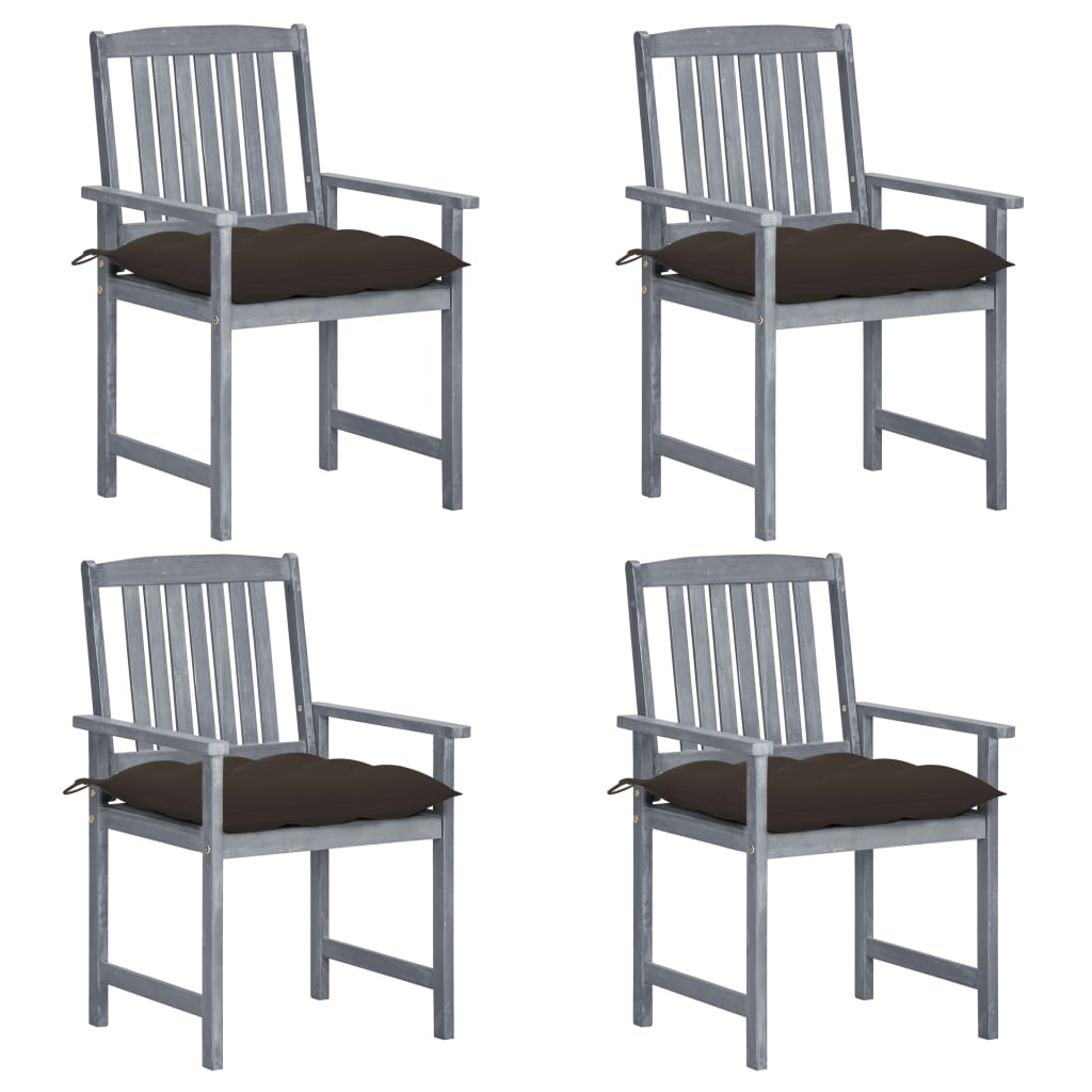 Cadeiras de jardim com almofadões 4 pcs acácia maciça cinza