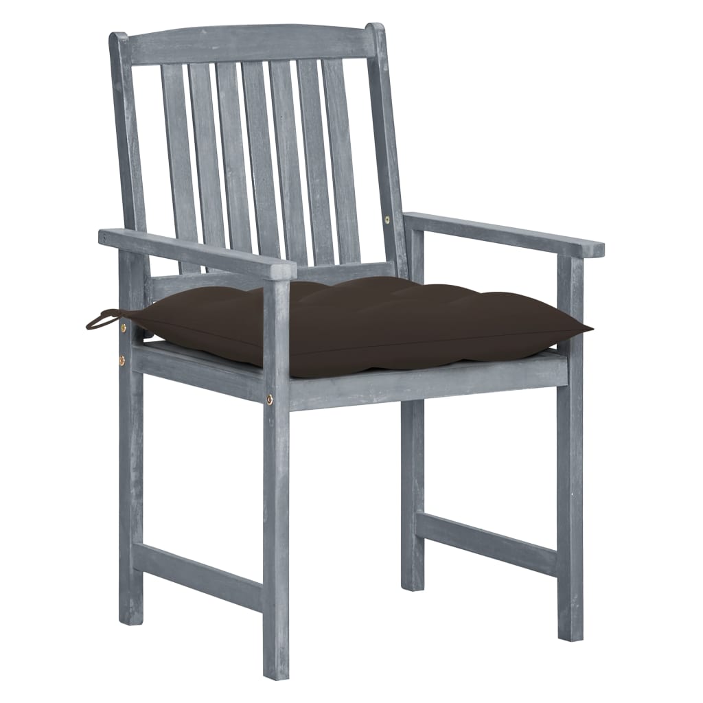 Cadeiras de jardim com almofadões 4 pcs acácia maciça cinza