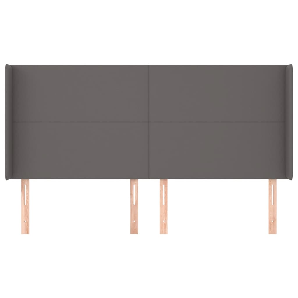Cabeceira cama c/ abas couro artif. 183x16x118/128 cm cinzento