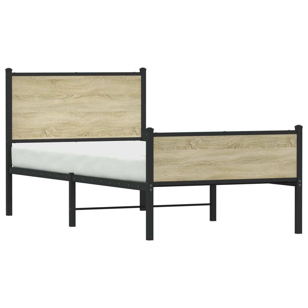 Estrutura de cama sem colchão 107x203 cm metal carvalho sonoma