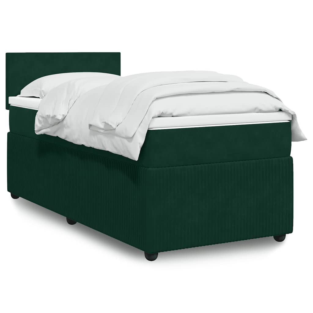 Cama com molas/colchão 80x200 cm veludo verde-escuro
