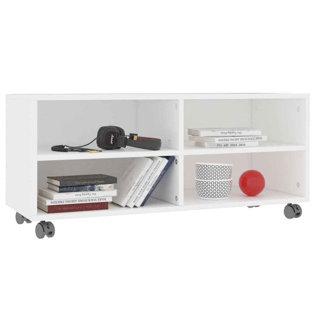 Móvel de TV com rodas 90x35x35 cm derivados de madeira branco
