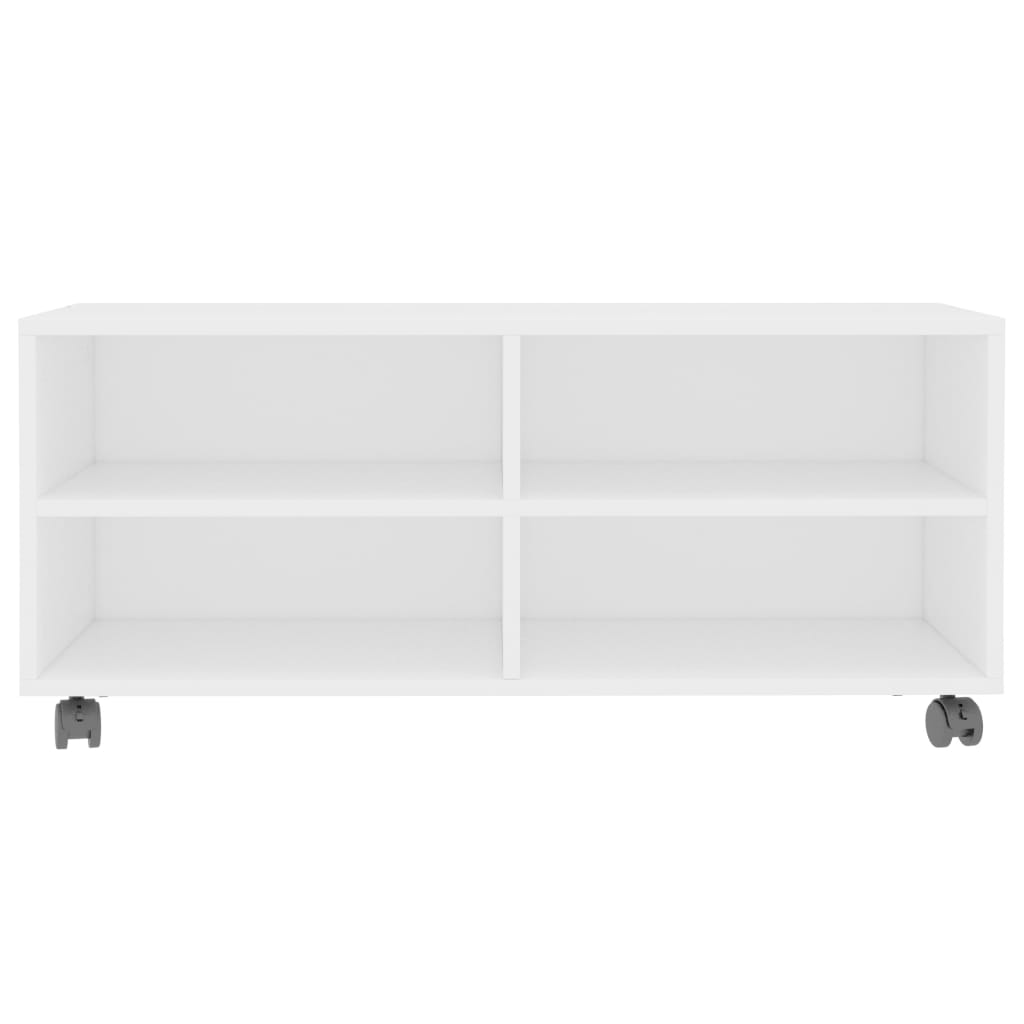 Móvel de TV com rodas 90x35x35 cm derivados de madeira branco