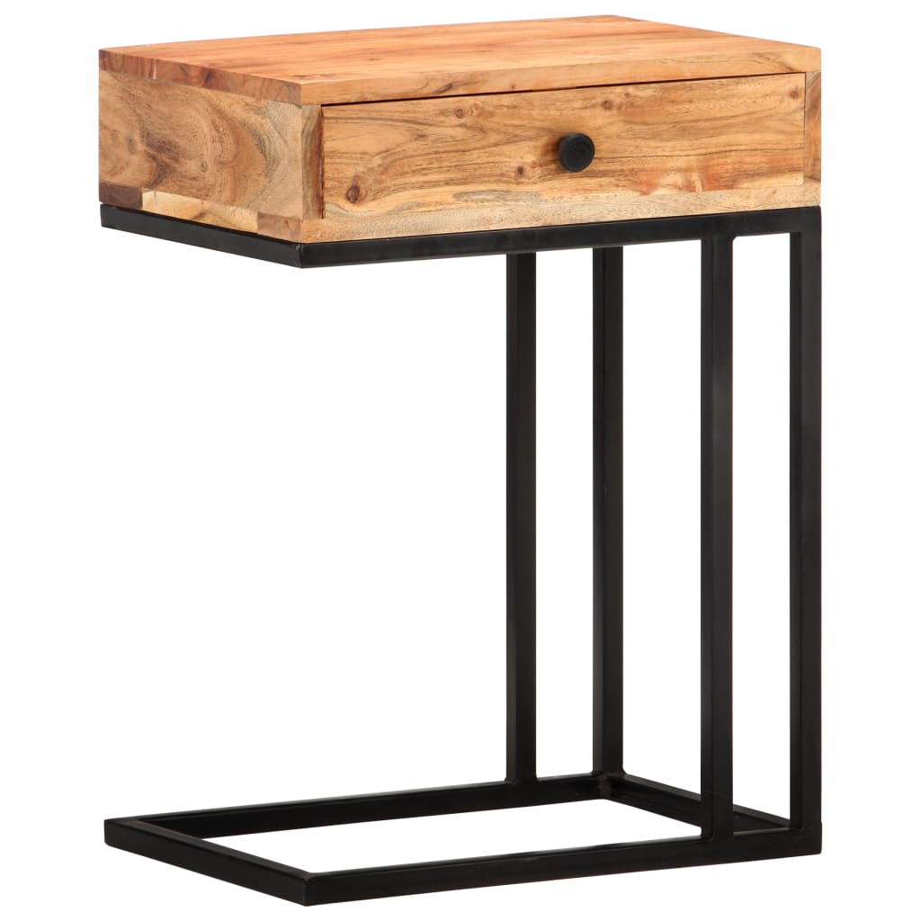 Mesa de apoio formato em u 45x30x61 cm madeira de acácia maciça