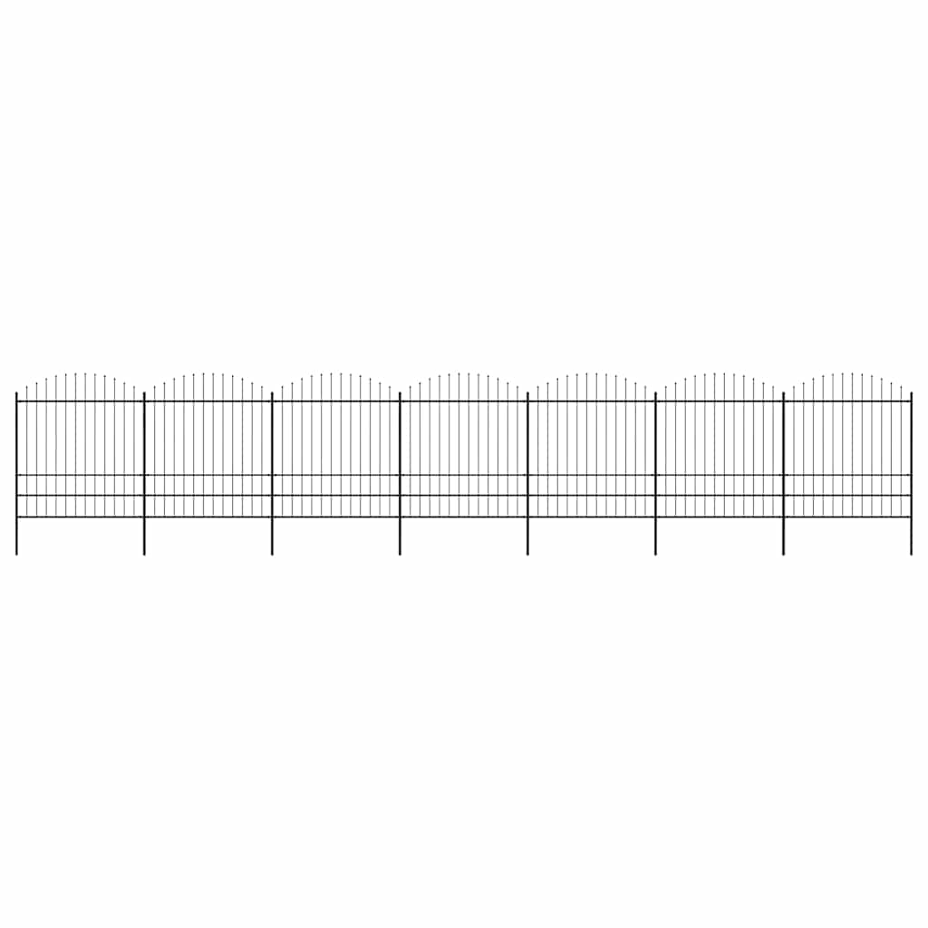 Cerca de jardim com topo em forma de lança em aço 1172x200 cm, preta