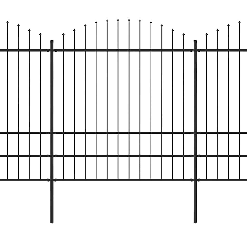 Cerca de jardim com topo em forma de lança em aço 1172x200 cm, preta