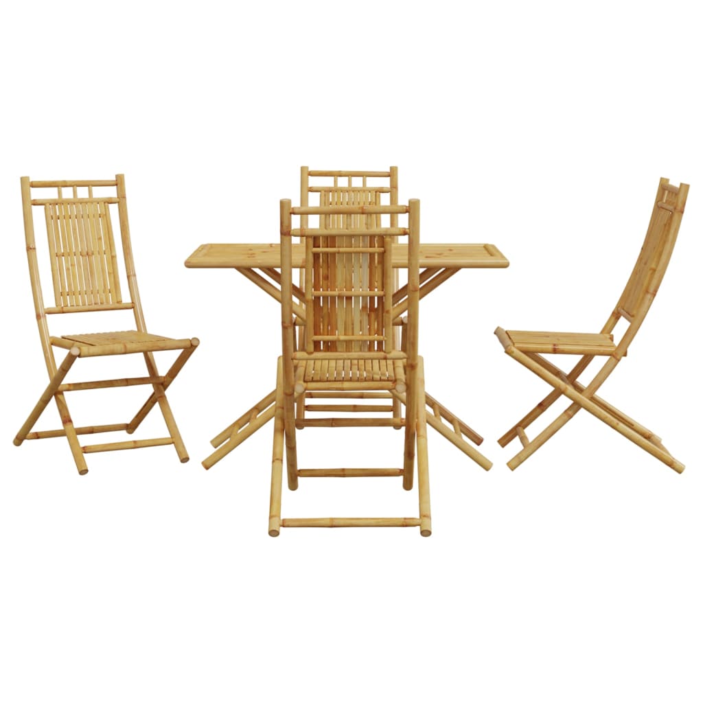 5 Pcs conjunto de jantar para jardim bambu