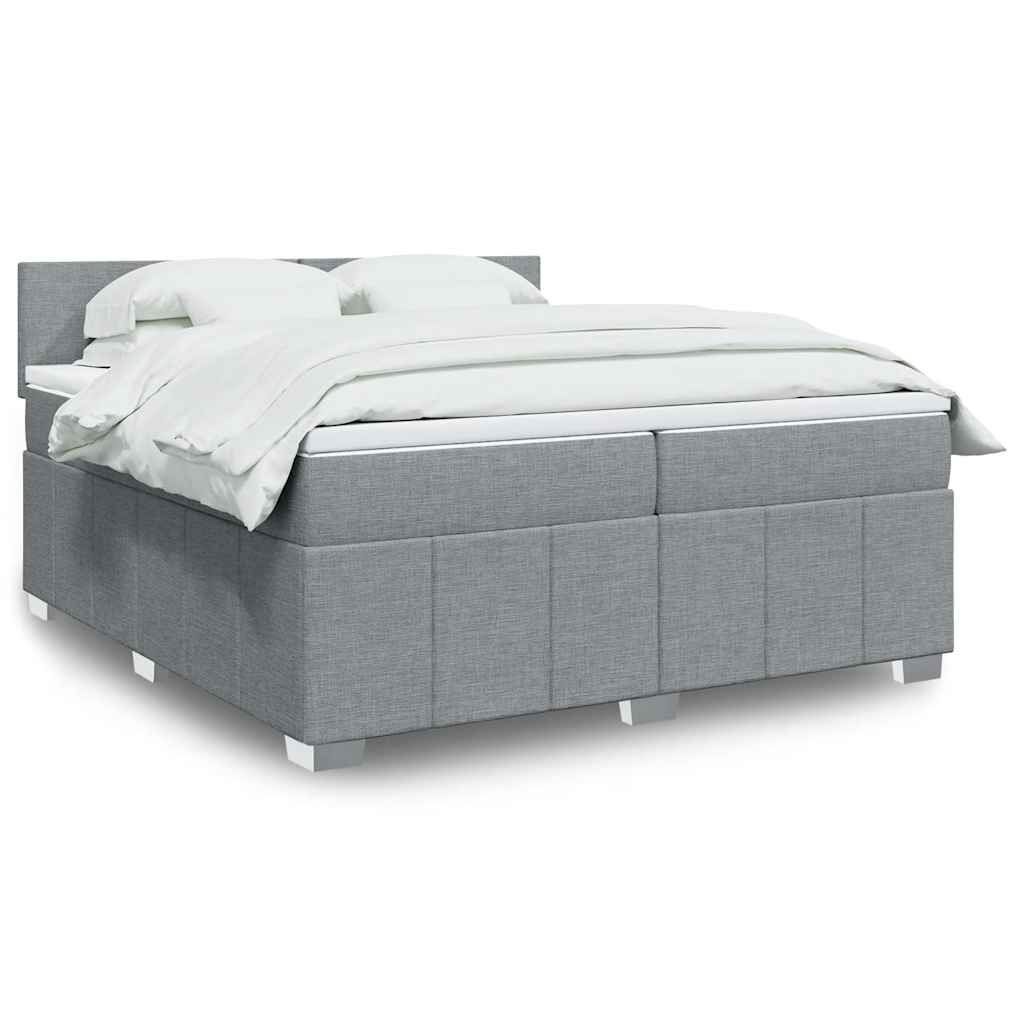 Cama com molas/colchão 200x200 cm tecido cinza-claro