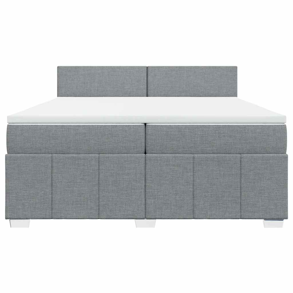 Cama com molas/colchão 200x200 cm tecido cinza-claro