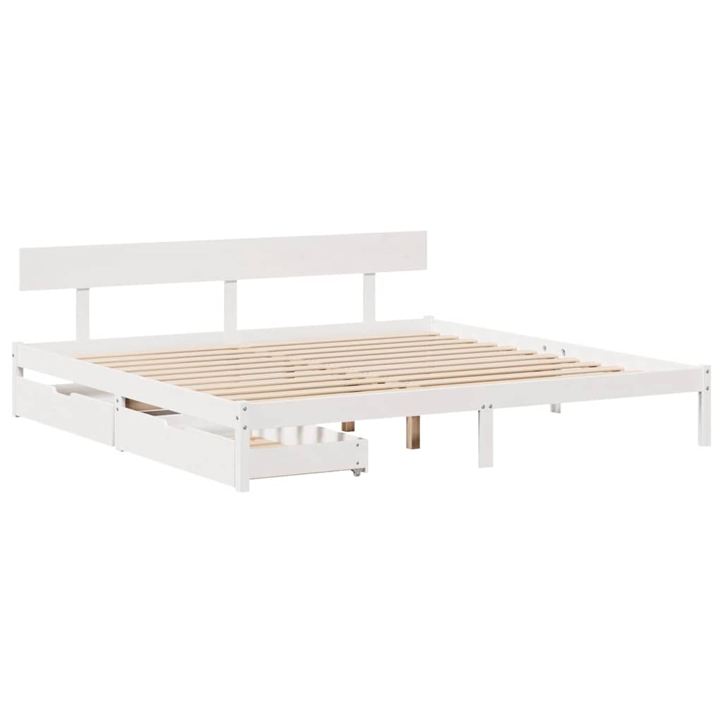 Cama sem colchão 180x200 cm madeira de pinho maciça branco