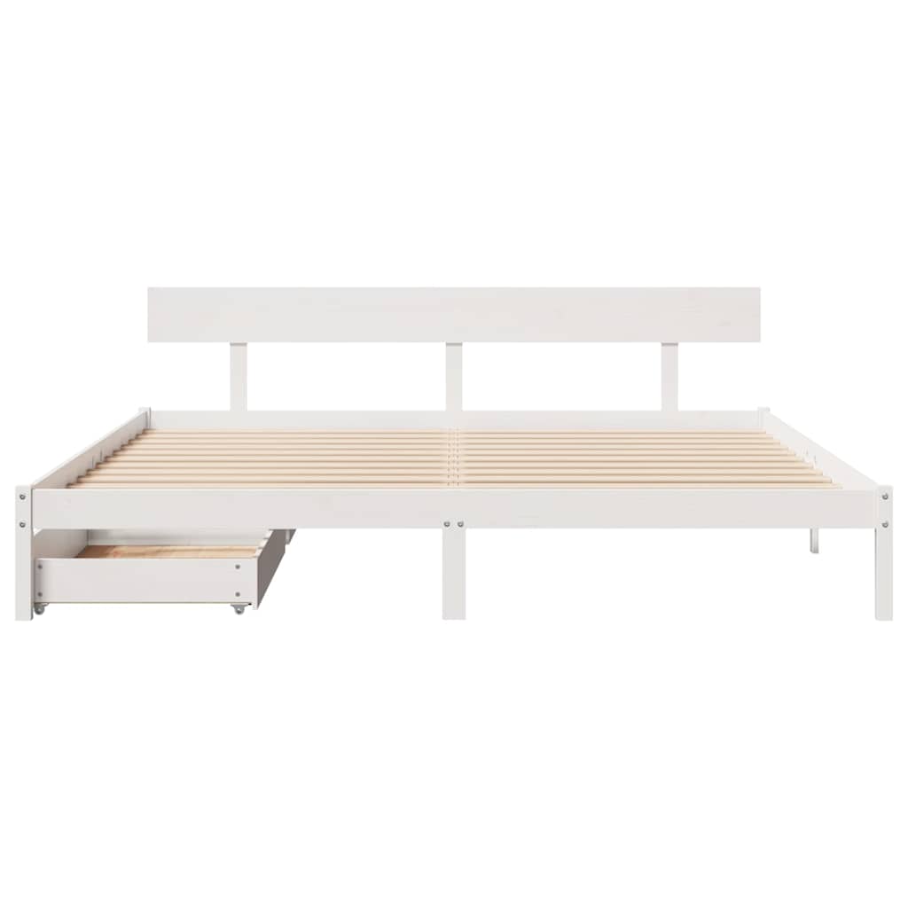 Cama sem colchão 180x200 cm madeira de pinho maciça branco