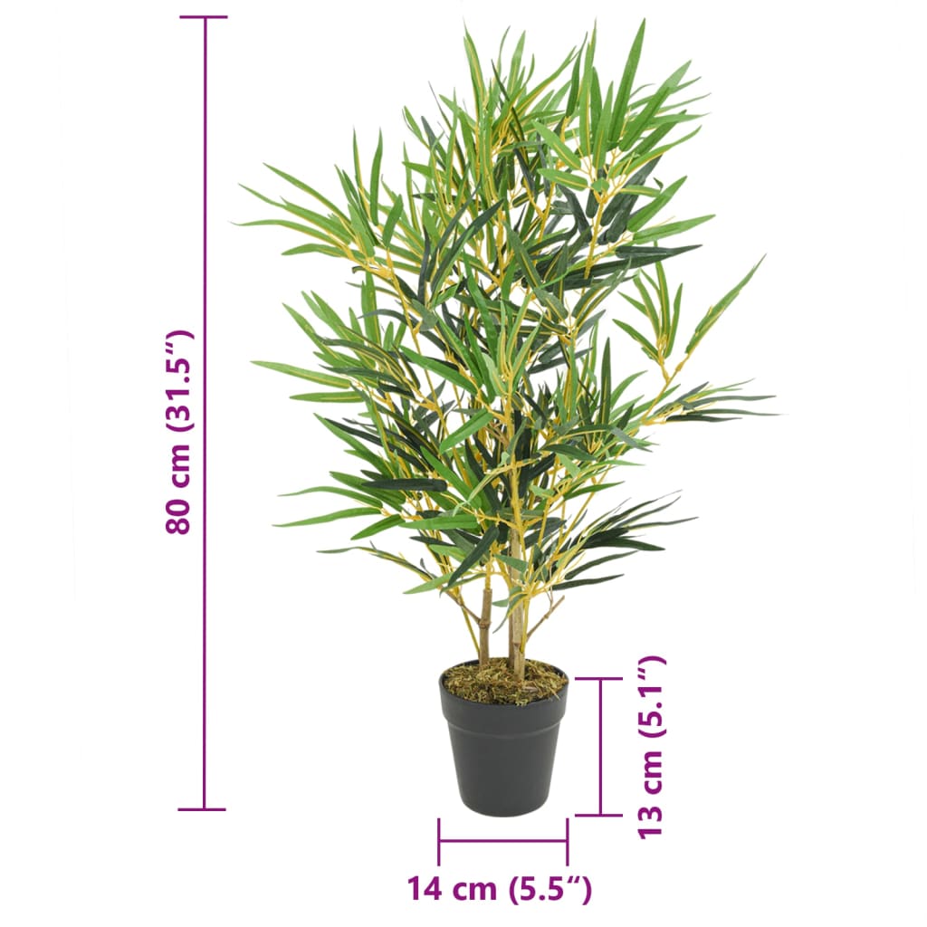 Árvore de bambu artificial 368 folhas 80 cm verde