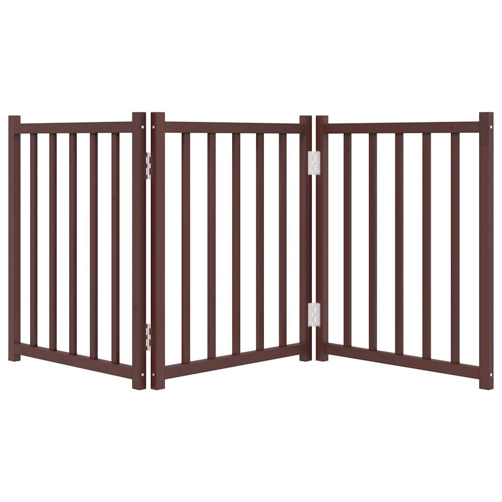 Portão p/ cães dobrável 3 painéis 150cm abeto carvalho castanho