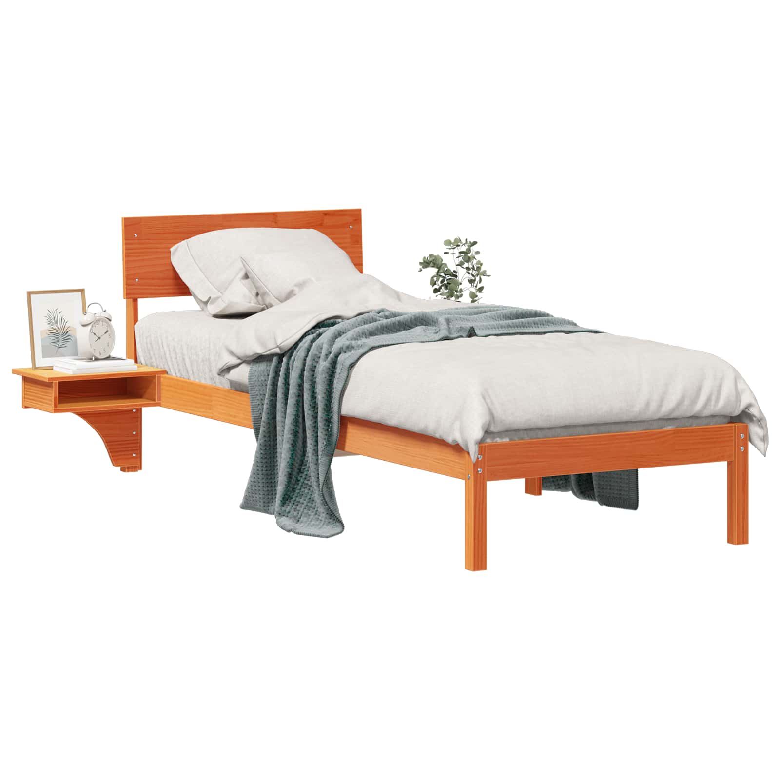 Estrutura da cama com cabeceira marrom cera 75 x 190 cm