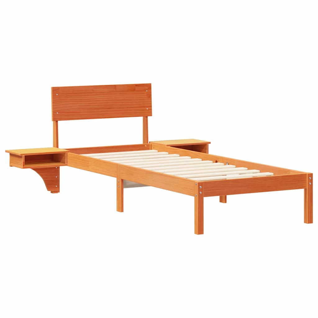 Estrutura da cama com cabeceira marrom cera 75 x 190 cm