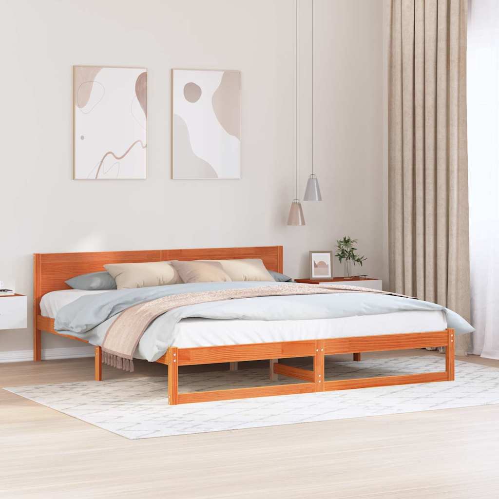 Estrutura da cama com cabeceira marrom cera 180 x 200 cm