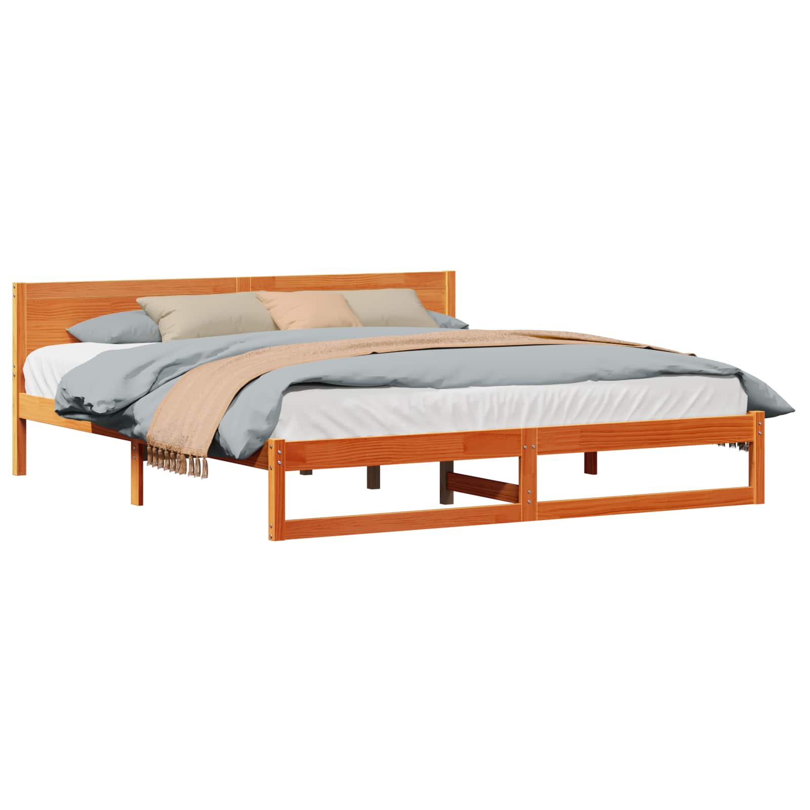 Estrutura da cama com cabeceira marrom cera 180 x 200 cm