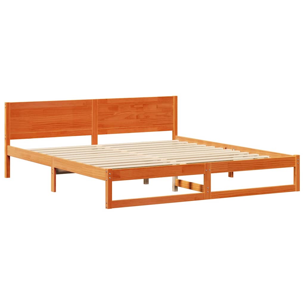 Estrutura da cama com cabeceira marrom cera 180 x 200 cm