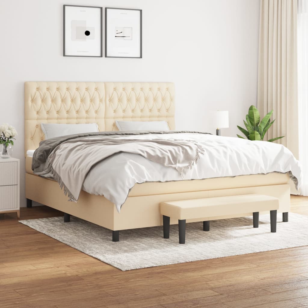 Cama com molas/colchão 180x200 cm tecido cor creme