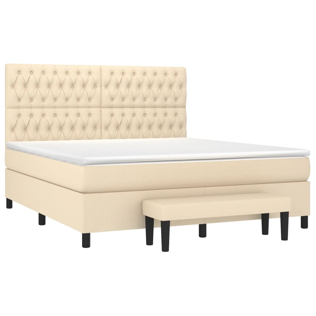 Cama com molas/colchão 180x200 cm tecido cor creme