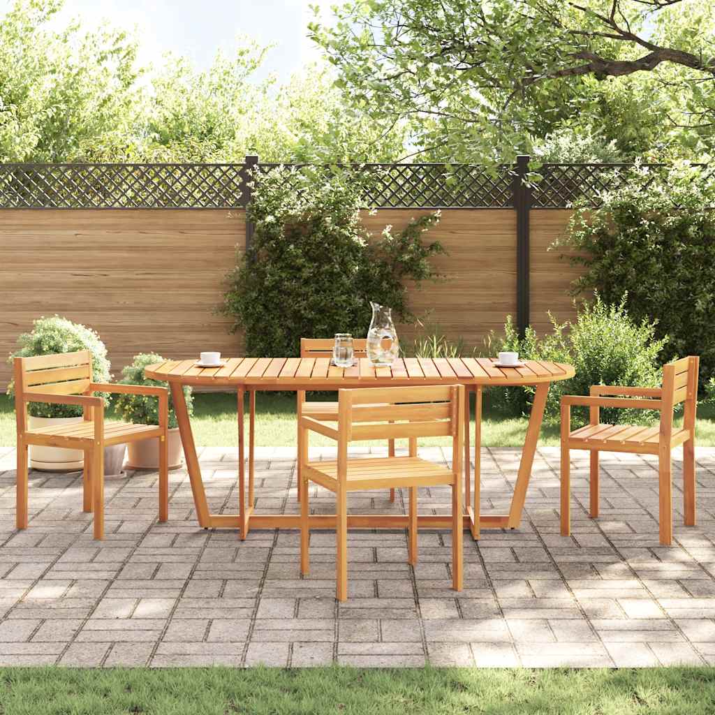 Mesa de jantar oval para jardim, 200x90x75 cm, madeira maciça de acácia