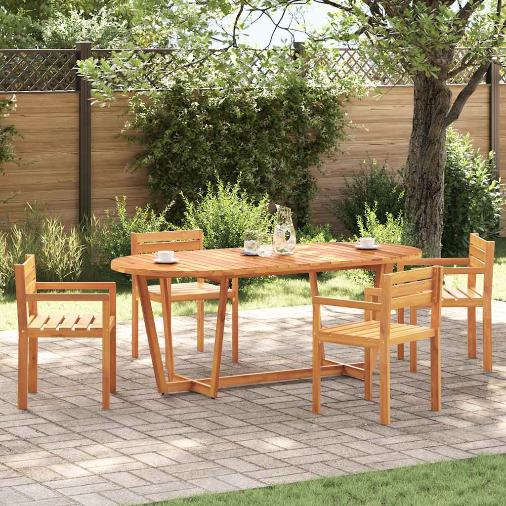 Mesa de jantar oval para jardim, 200x90x75 cm, madeira maciça de acácia