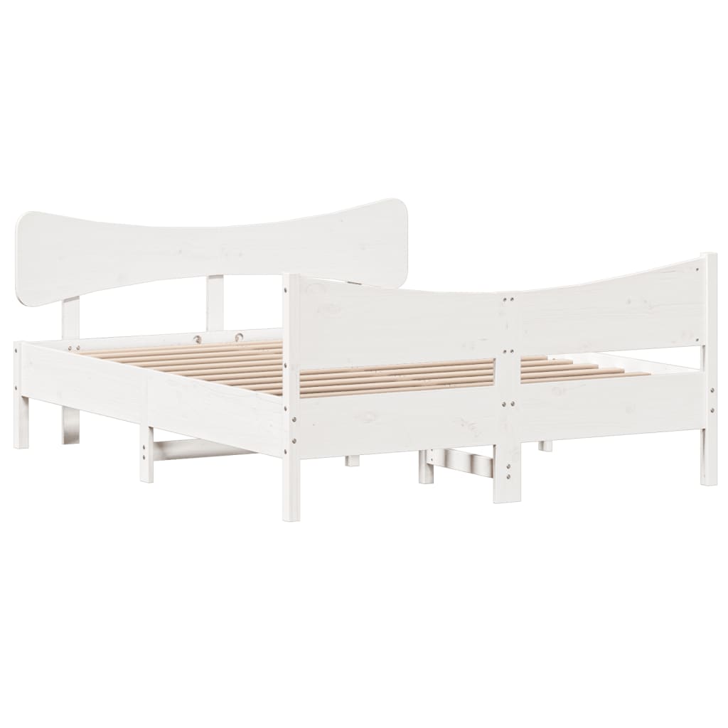 Cama sem colchão 140x190 cm madeira de pinho maciça branco