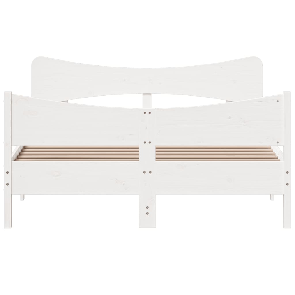 Cama sem colchão 140x190 cm madeira de pinho maciça branco
