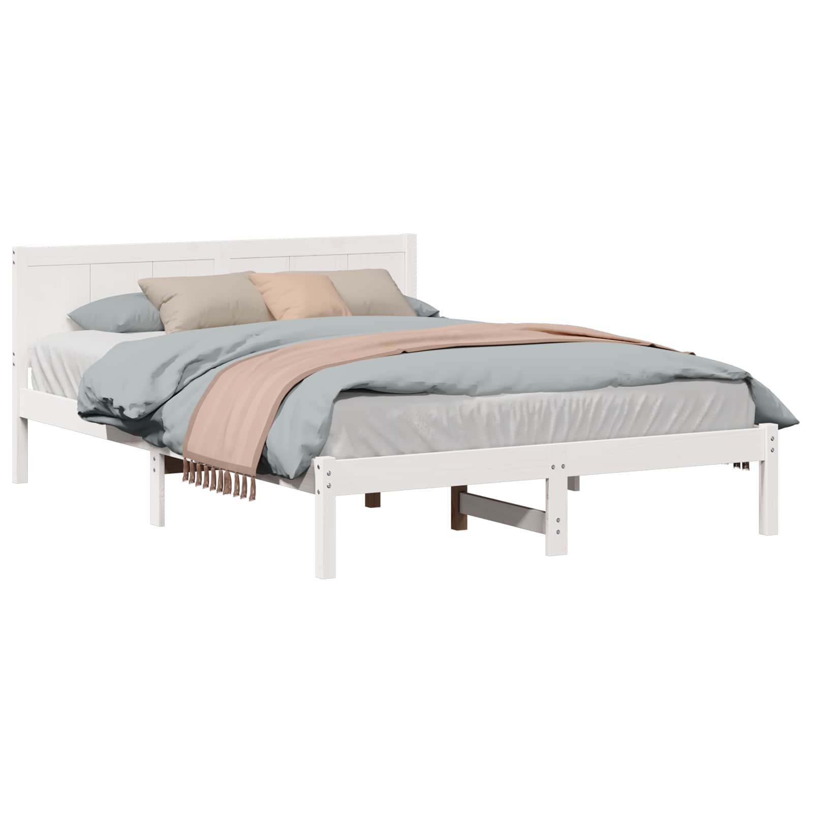 Estrutura da cama branco 150 x 200 cm madeira de pinho maciça