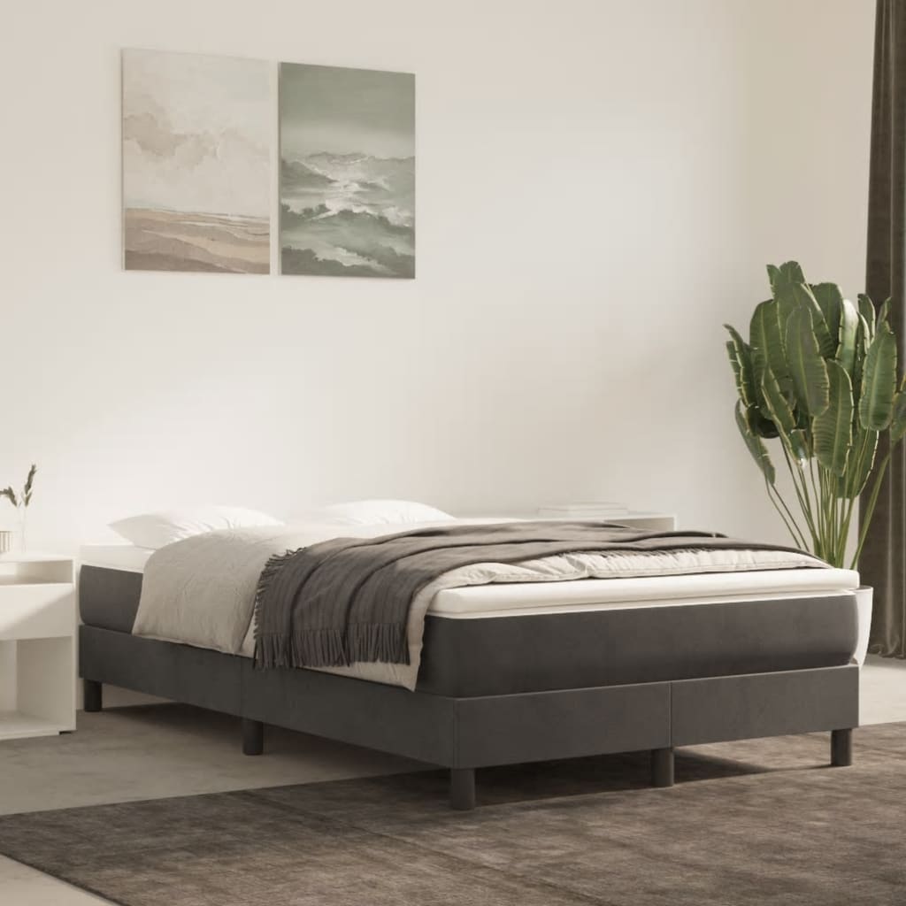 Estrutura de cama com molas 120x200 cm veludo cinzento-escuro