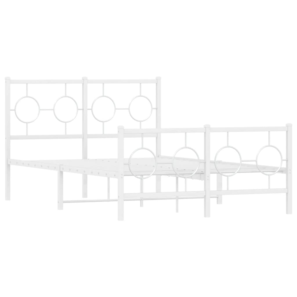 Estrutura de cama com cabeceira e pés 120x190 cm metal branco