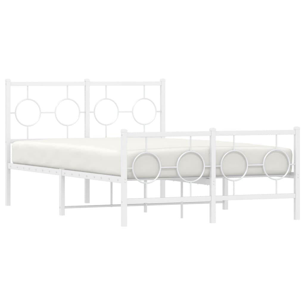 Estrutura de cama com cabeceira e pés 120x190 cm metal branco