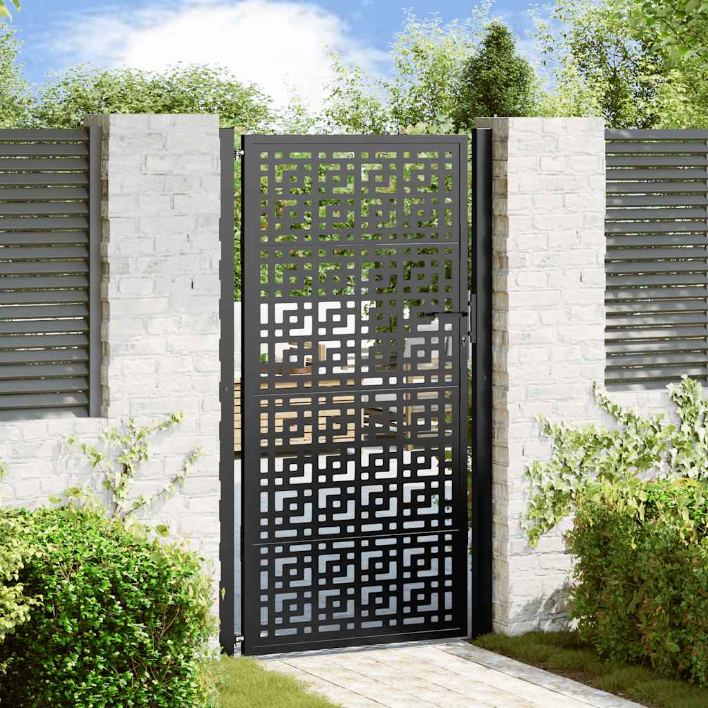 Portão de jardim preto 100x175 cm aço design em cruz